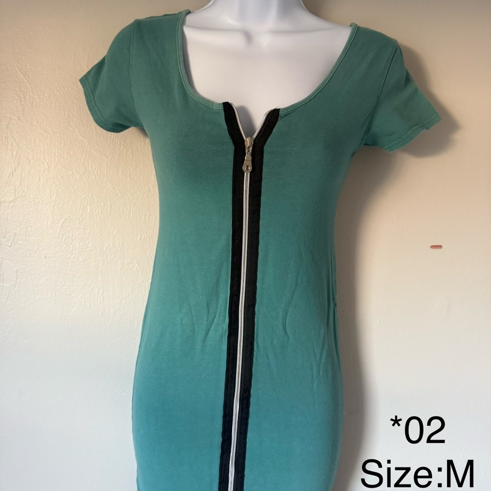 Teal Zip-Front Women's Dress